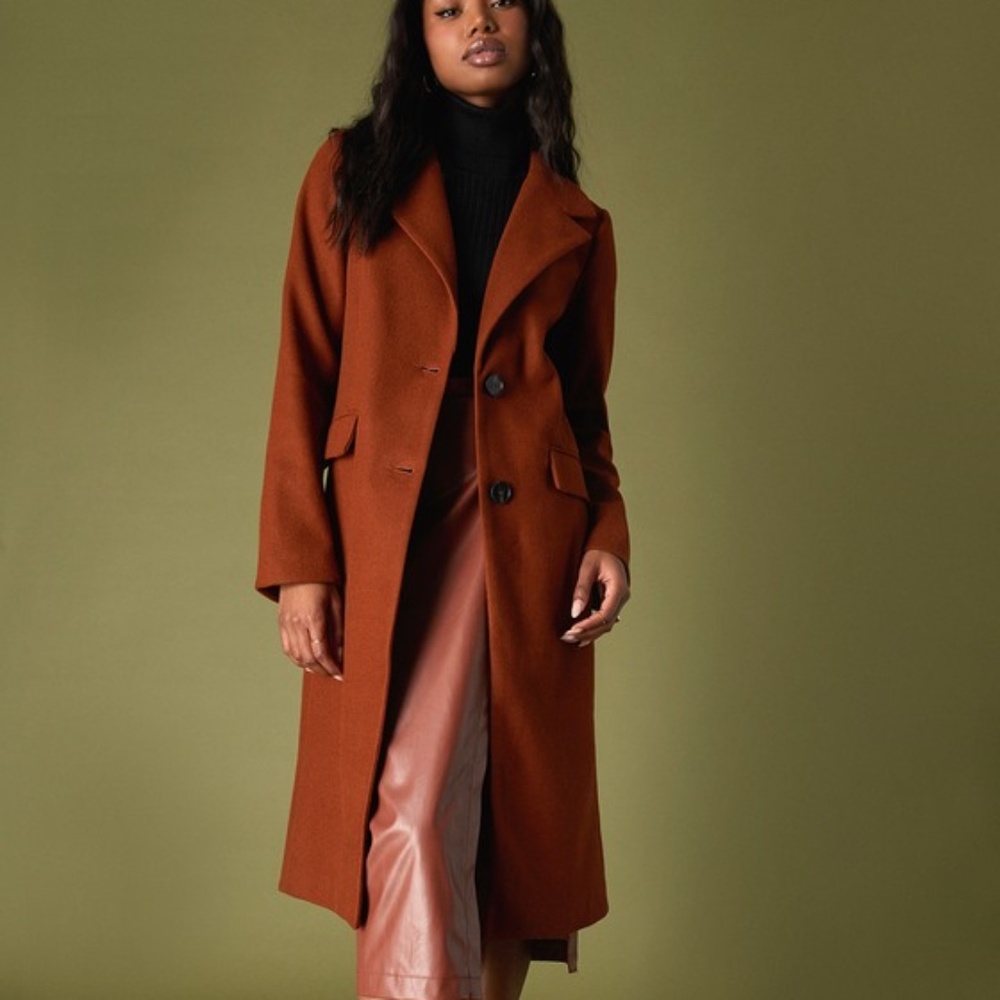 Lulus Layer Loving Rust Brown Peacoat - Size S